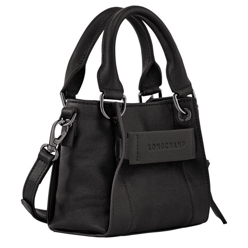 Black - Leather Longchamp 3D XS Women Handbag | AU7279WN