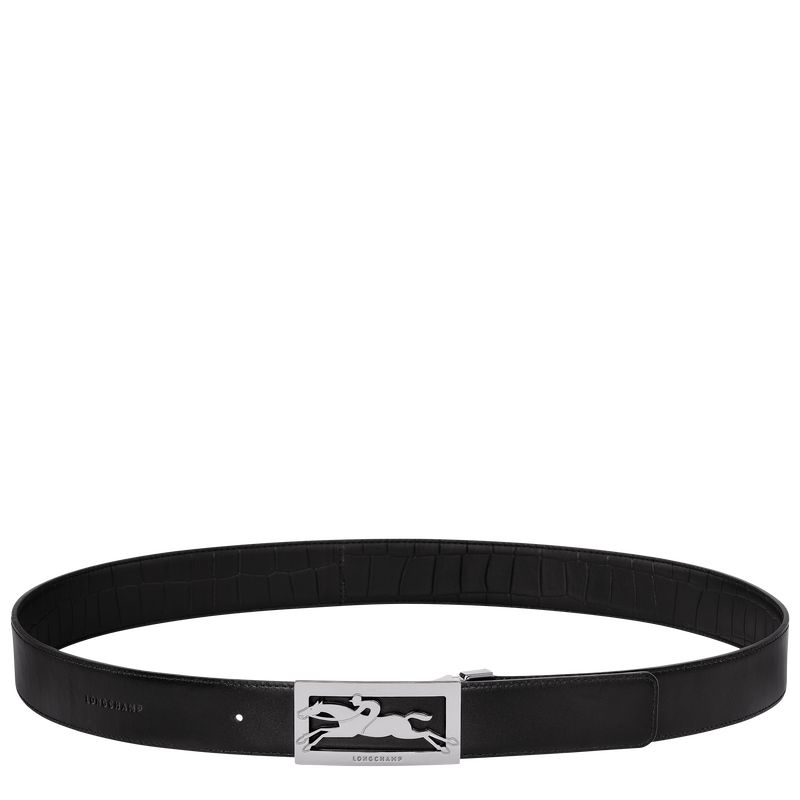 Black - Leather Longchamp Delta Box Men Belts | AU9299PJ