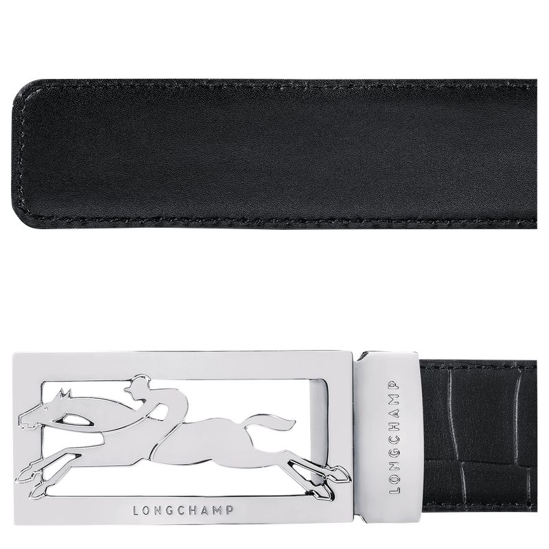 Black - Leather Longchamp Delta Box Men Belts | AU9299PJ