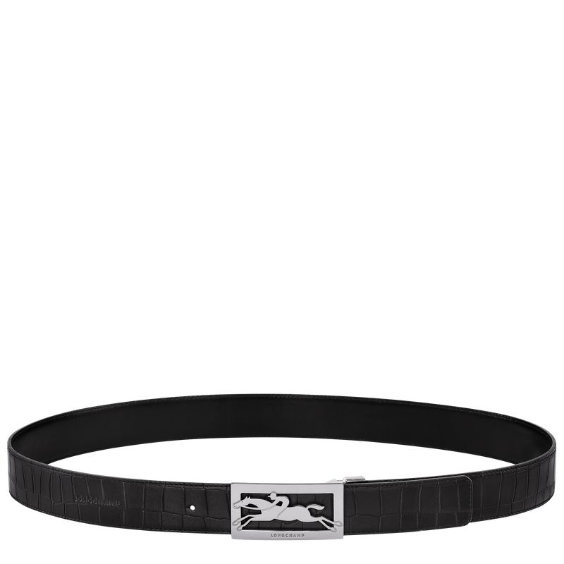 Black - Leather Longchamp Delta Box Men Belts | AU9299PJ