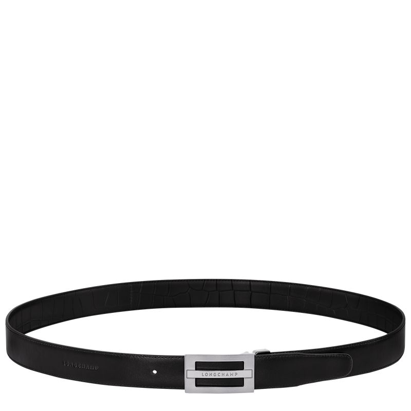 Black - Leather Longchamp Delta Box Men Belts | AU9308QM