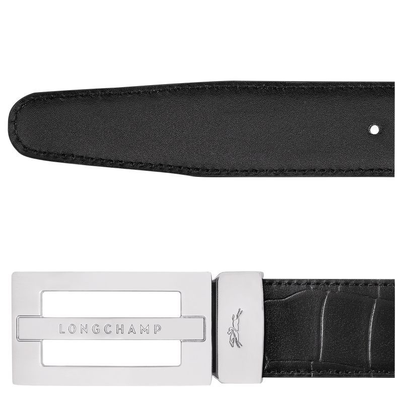 Black - Leather Longchamp Delta Box Men Belts | AU9308QM