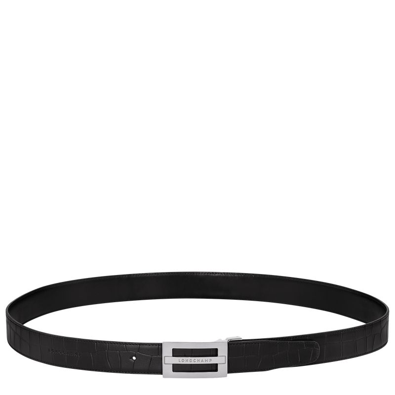 Black - Leather Longchamp Delta Box Men Belts | AU9308QM