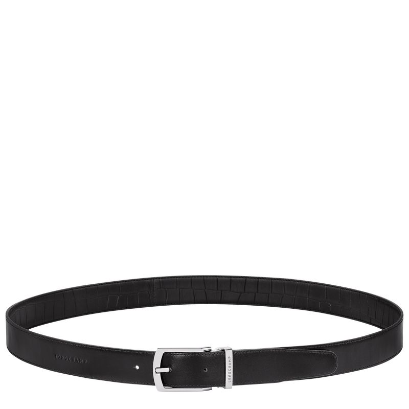 Black - Leather Longchamp Delta Box Men Belts | AU9311EB