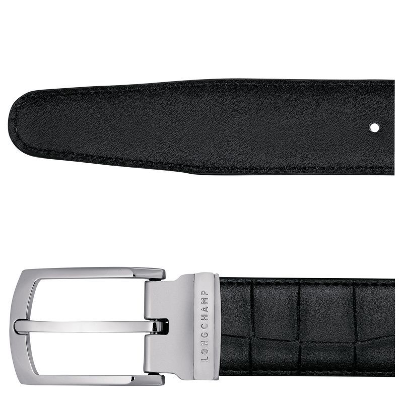 Black - Leather Longchamp Delta Box Men Belts | AU9311EB