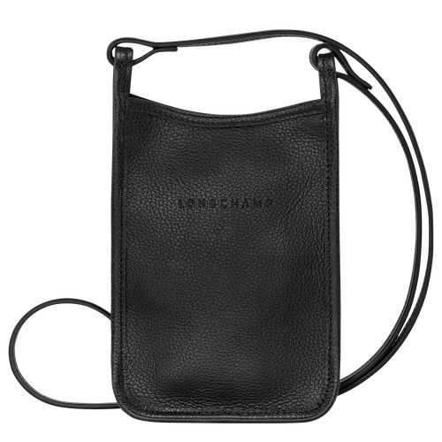 Black - Leather Longchamp Le FoulonnÉ 1 Women Phone Case | AU7973JP