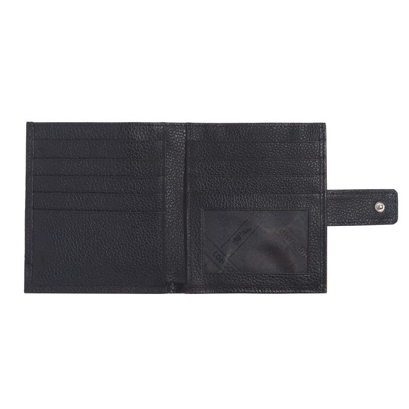 Black - Leather Longchamp Le FoulonnÉ Compact Women Wallets | AU7824BE