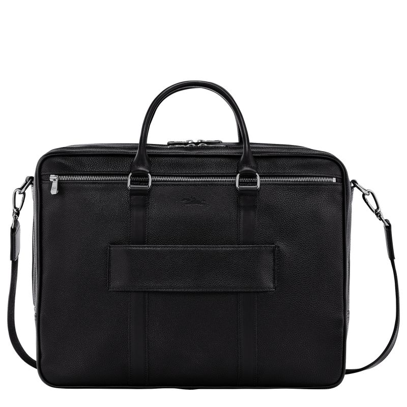 Black - Leather Longchamp Le FoulonnÉ L Men Briefcase | AU8775FD