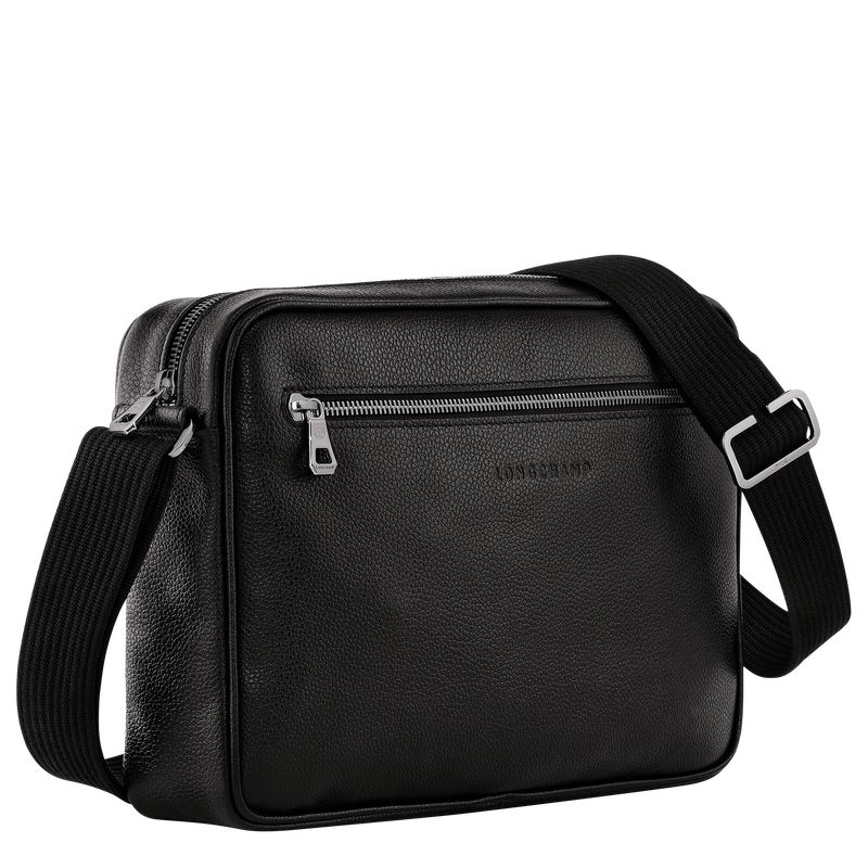 Black - Leather Longchamp Le FoulonnÉ M Camera Men Crossbody Bags | AU8816NW