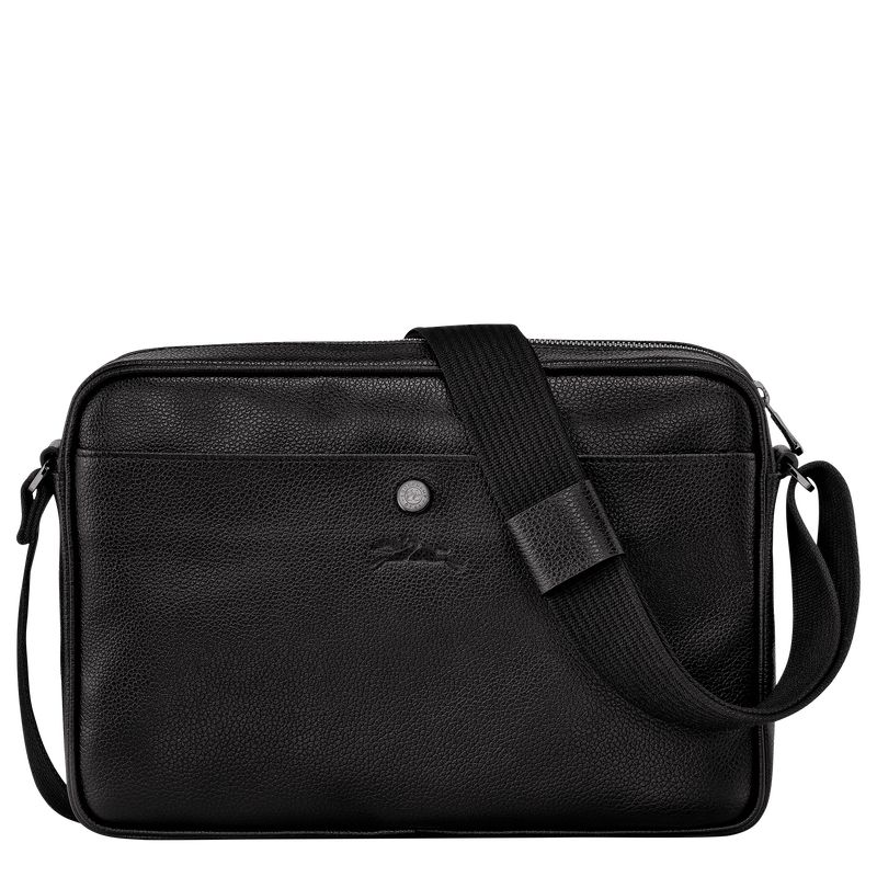 Black - Leather Longchamp Le FoulonnÉ M Camera Men Crossbody Bags | AU8816NW