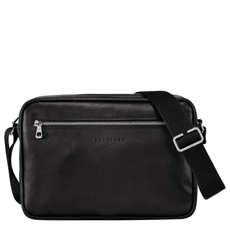 Black - Leather Longchamp Le FoulonnÉ M Camera Men Crossbody Bags | AU8816NW