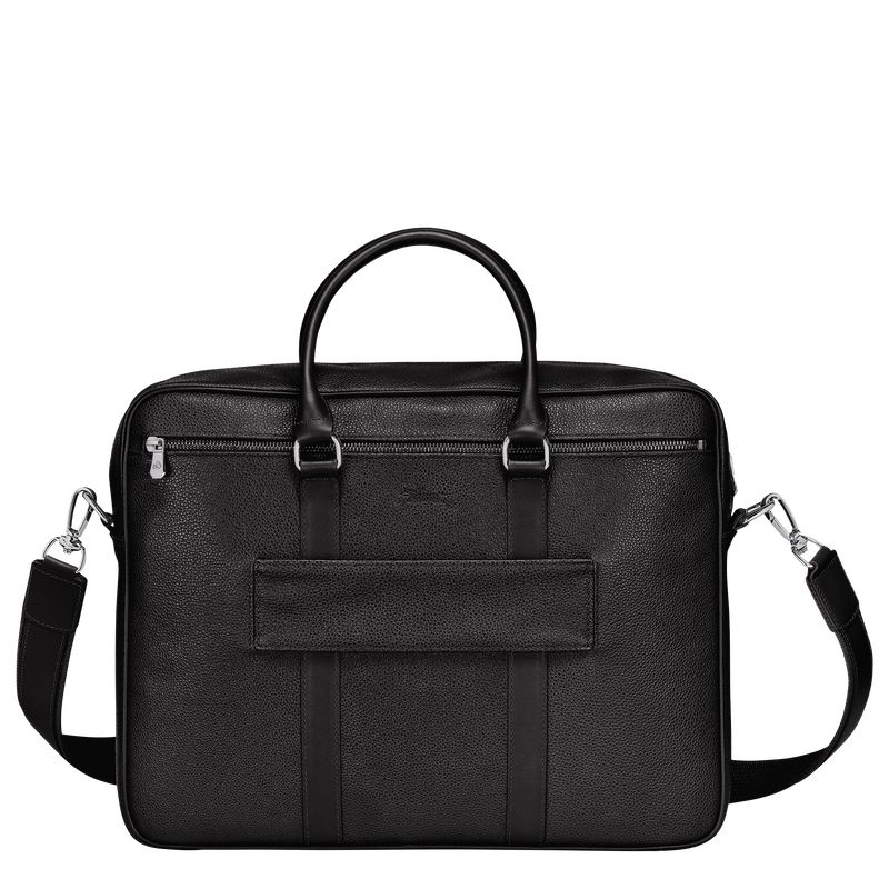 Black - Leather Longchamp Le FoulonnÉ M Men Briefcase | AU8778AH