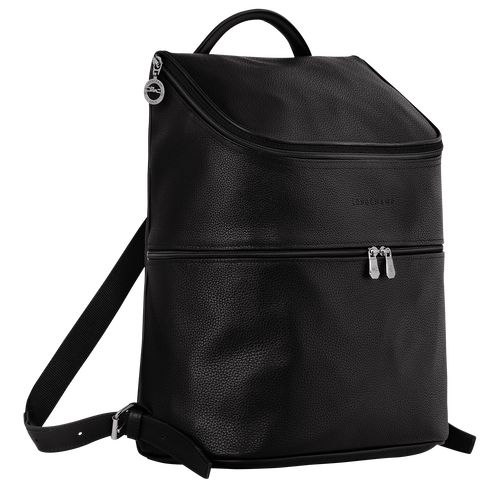 Black - Leather Longchamp Le FoulonnÉ Men Backpacks | AU8854FD