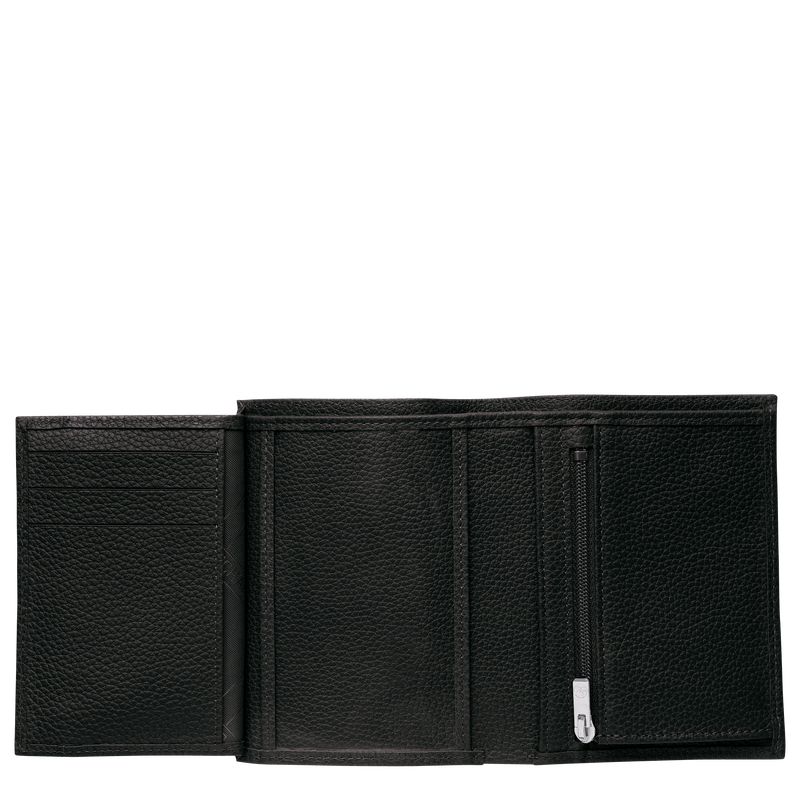 Black - Leather Longchamp Le FoulonnÉ Men Wallets | AU8997QM