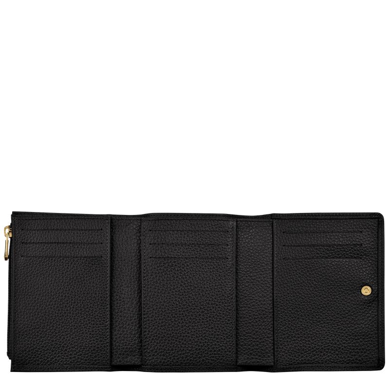 Black - Leather Longchamp Le FoulonnÉ Men Wallets | AU9008SG