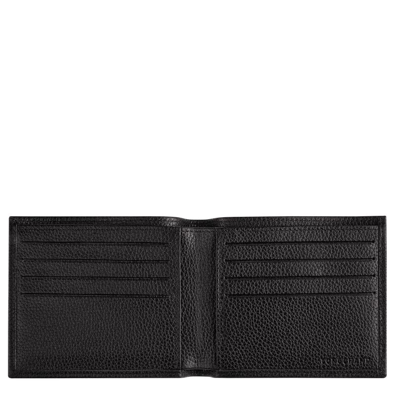 Black - Leather Longchamp Le FoulonnÉ Men Wallets | AU9010FD