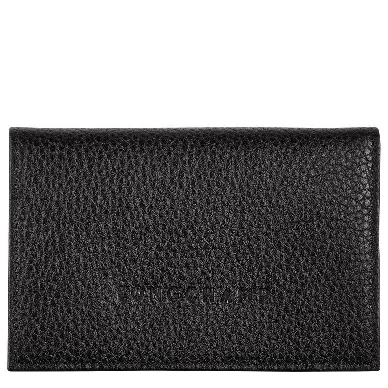 Black - Leather Longchamp Le FoulonnÉ Men Card Holder | AU9040OK