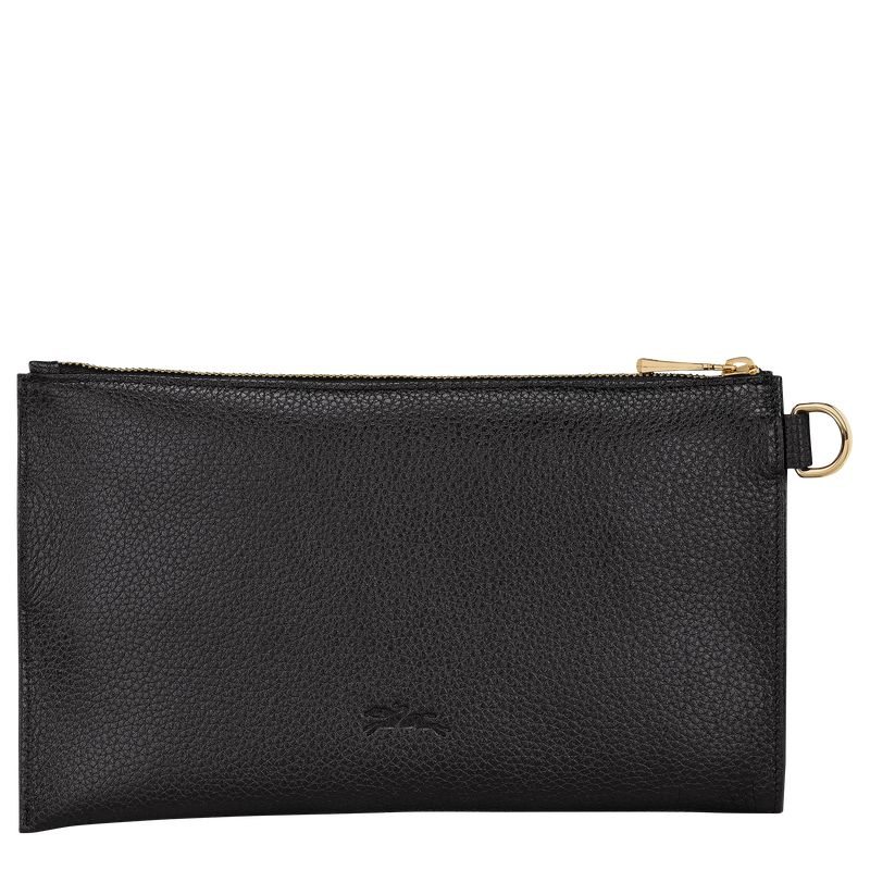 Black - Leather Longchamp Le FoulonnÉ Men Pouches | AU9060SG