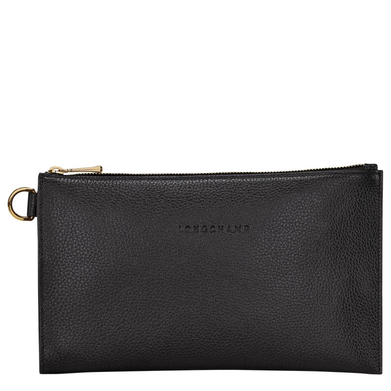 Black - Leather Longchamp Le FoulonnÉ Men Pouches | AU9060SG