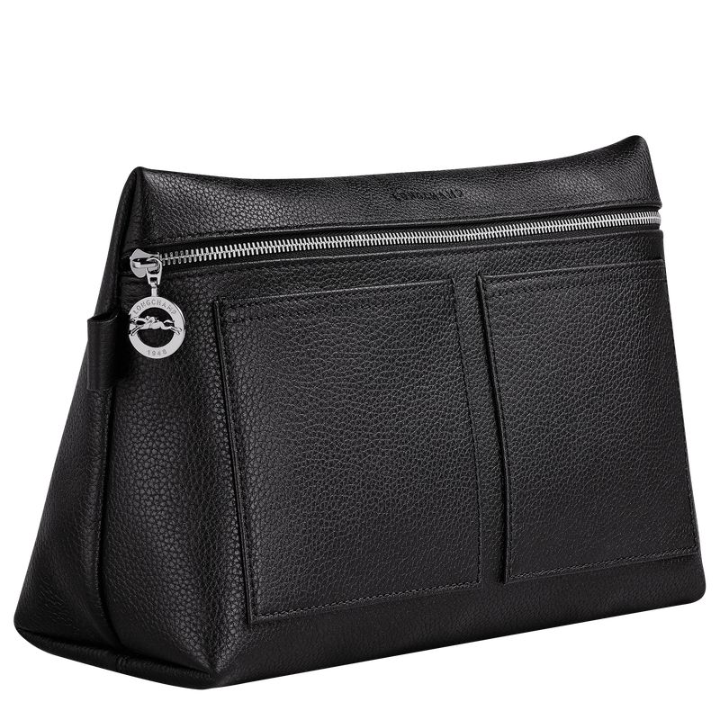 Black - Leather Longchamp Le FoulonnÉ Men Toiletry Bags | AU9258WN