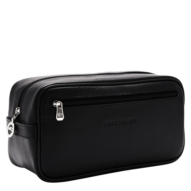 Black - Leather Longchamp Le FoulonnÉ Men Toiletry Bags | AU9261TC