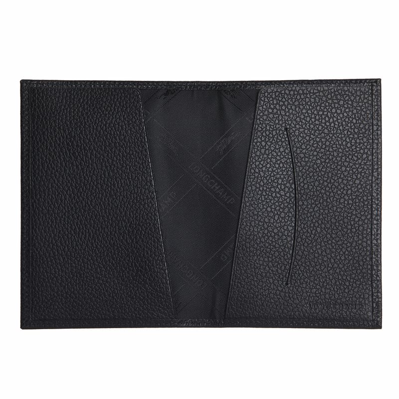 Black - Leather Longchamp Le FoulonnÉ Passport cover Women Accessories | AU8176SG