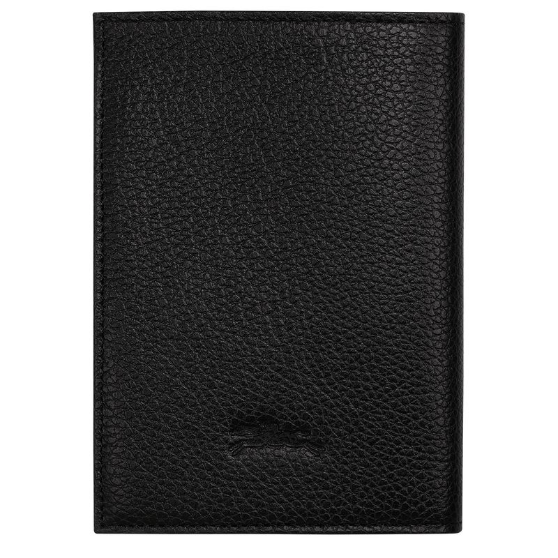 Black - Leather Longchamp Le FoulonnÉ Passport cover Women Accessories | AU8180HA