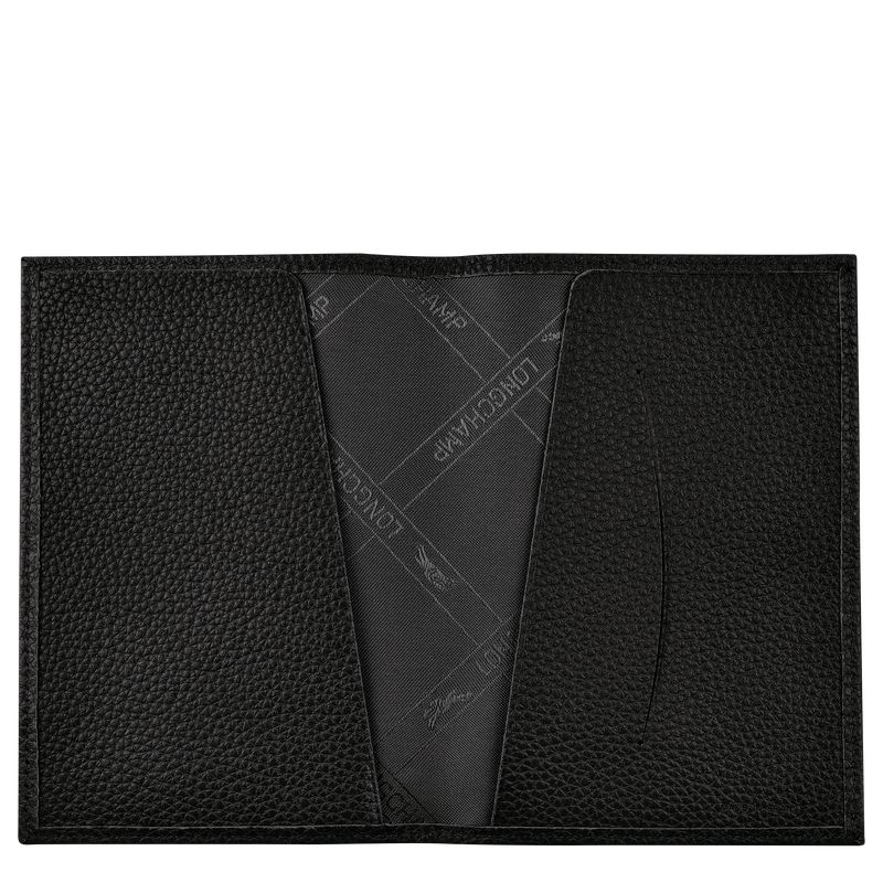 Black - Leather Longchamp Le FoulonnÉ Passport cover Women Accessories | AU8180HA