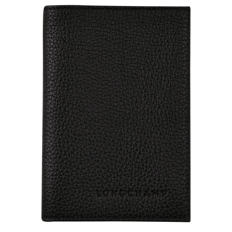 Black - Leather Longchamp Le FoulonnÉ Passport cover Women Accessories | AU8180HA