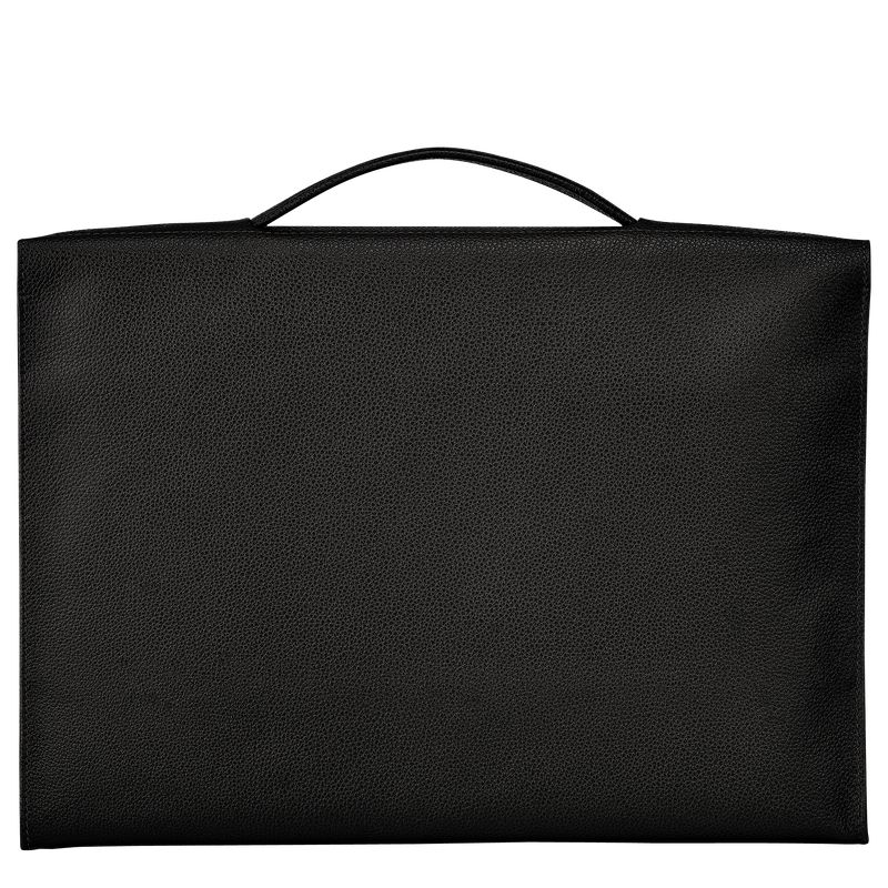 Black - Leather Longchamp Le FoulonnÉ S Men Briefcase | AU8774GS