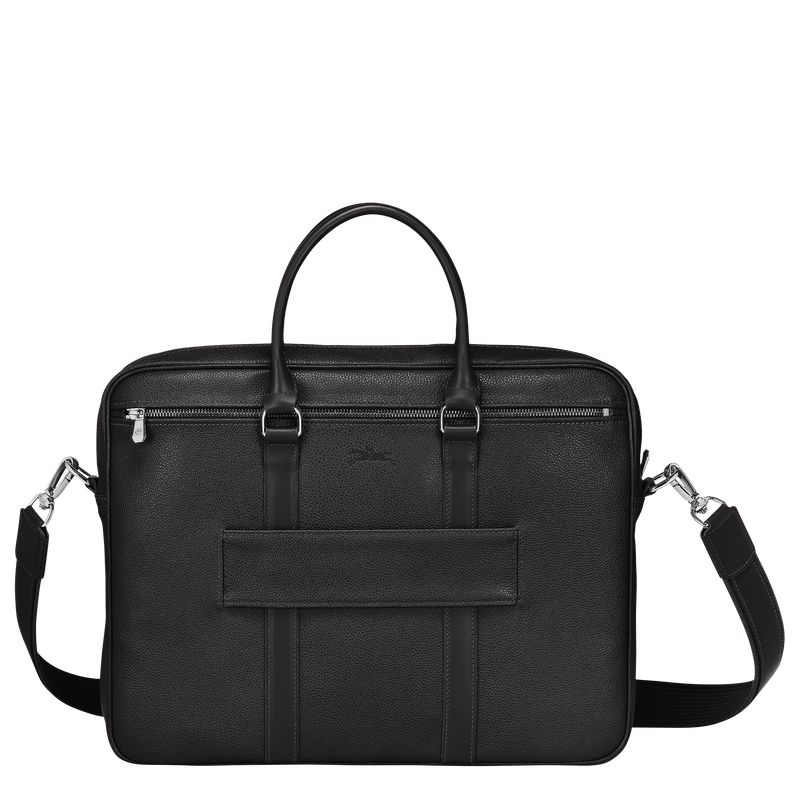 Black - Leather Longchamp Le FoulonnÉ S Men Briefcase | AU8780OK