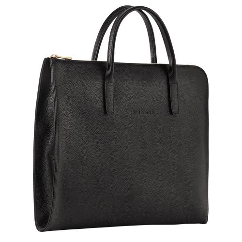 Black - Leather Longchamp Le FoulonnÉ S Men Briefcase | AU8791EB