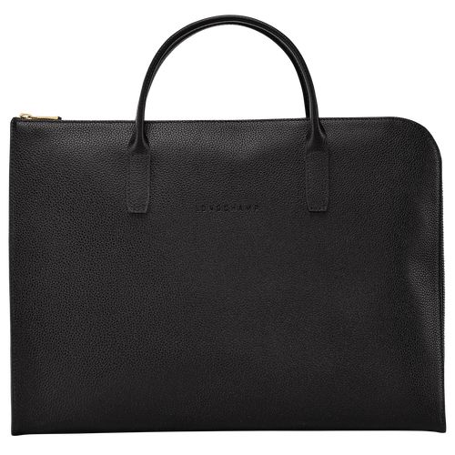 Black - Leather Longchamp Le FoulonnÉ S Men Briefcase | AU8791EB