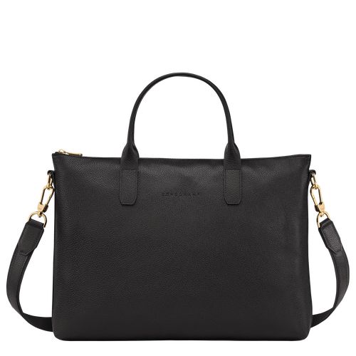 Black - Leather Longchamp Le FoulonnÉ S Women Briefcase | AU7753TC