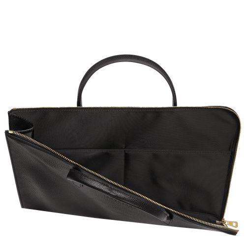 Black - Leather Longchamp Le FoulonnÉ S Women Briefcase | AU7754YX