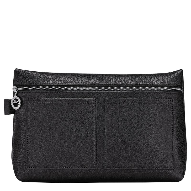 Black - Leather Longchamp Le FoulonnÉ Women Toiletry Bags | AU8205SG