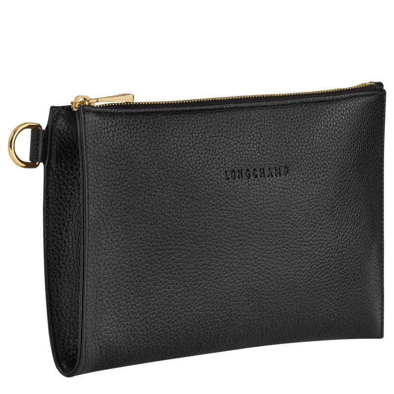 Black - Leather Longchamp Le FoulonnÉ Women Pouches | AU7683FD