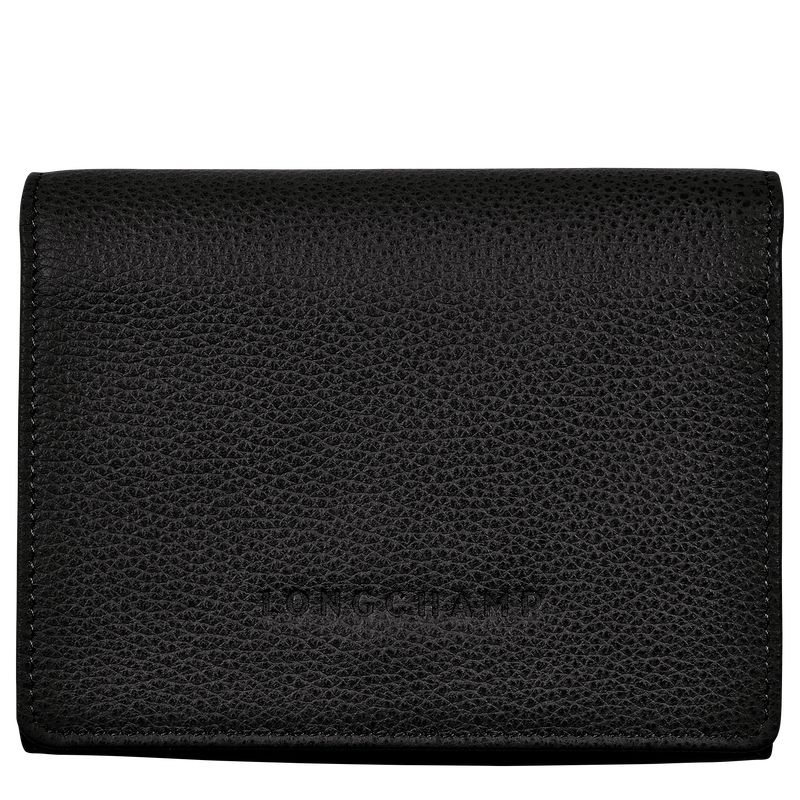 Black - Leather Longchamp Le FoulonnÉ Women Wallets | AU7833ZU