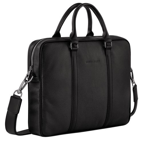 Black - Leather Longchamp Le FoulonnÉ XS Men Briefcase | AU8792RV