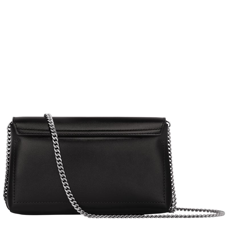 Black - Leather Longchamp Le Roseau Clutch Women Mini Bags | AU7004JP