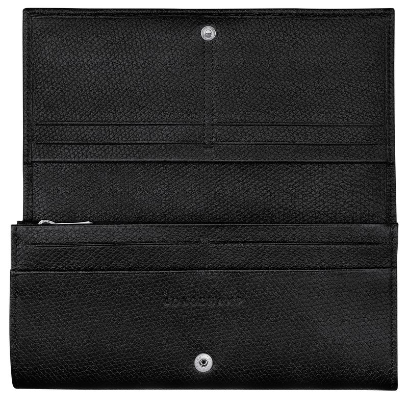 Black - Leather Longchamp Le Roseau Flap Women Wallets | AU7861OK