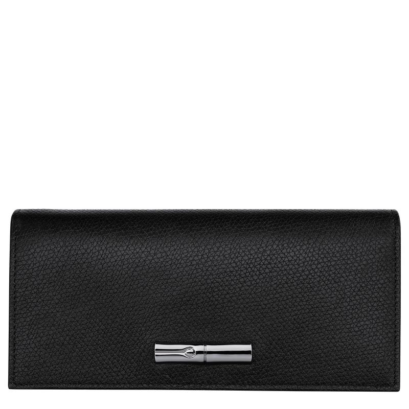 Black - Leather Longchamp Le Roseau Flap Women Wallets | AU7861OK