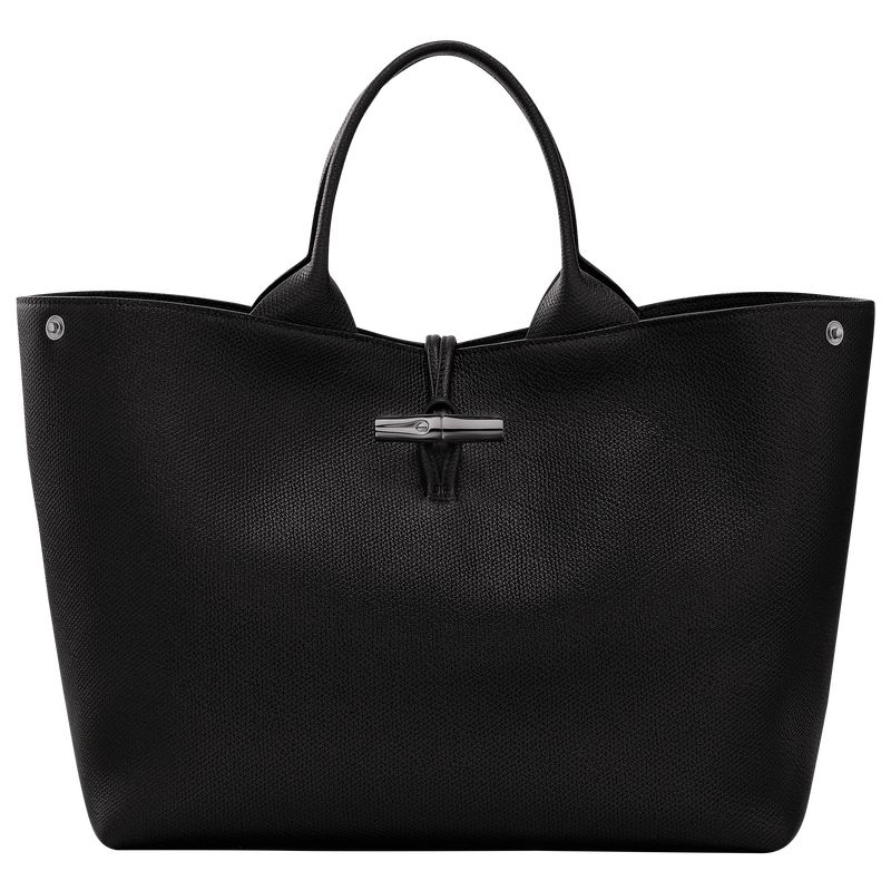 Black - Leather Longchamp Le Roseau L Women Handbag | AU7289OK