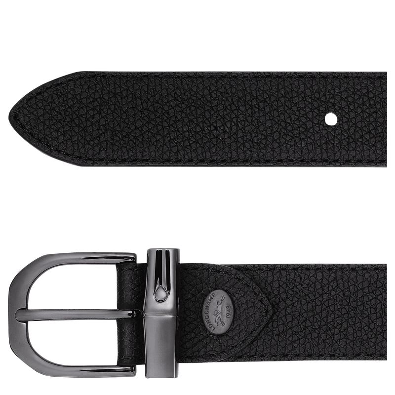 Black - Leather Longchamp Le Roseau Women Belts | AU8382PJ