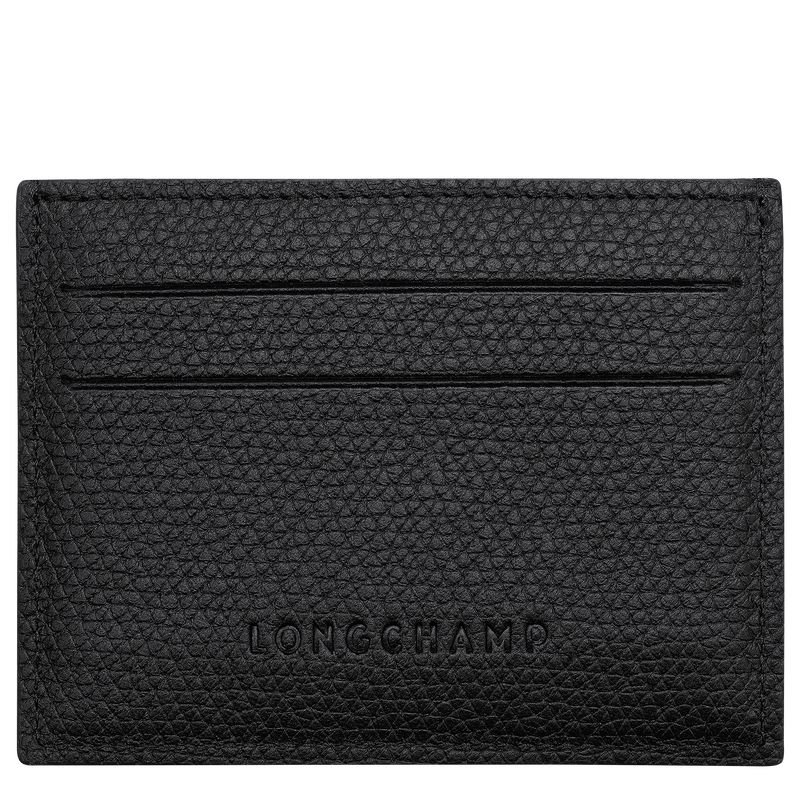 Black - Leather Longchamp Le Roseau Women Card Holder | AU7910YX