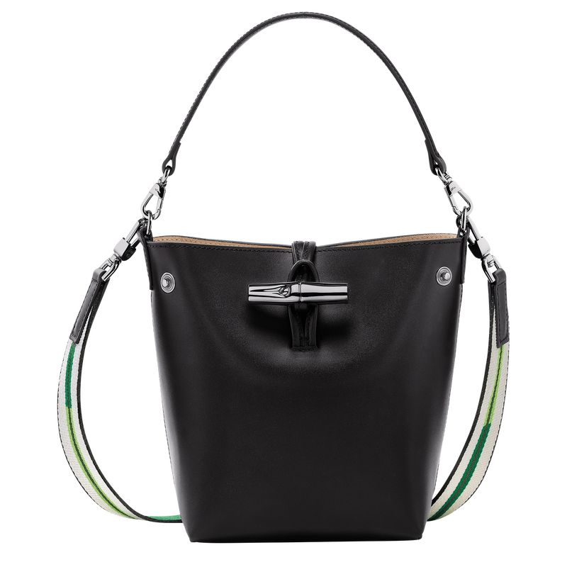 Black - Leather Longchamp Le Roseau XS Bucket Women Mini Bags | AU7009SG