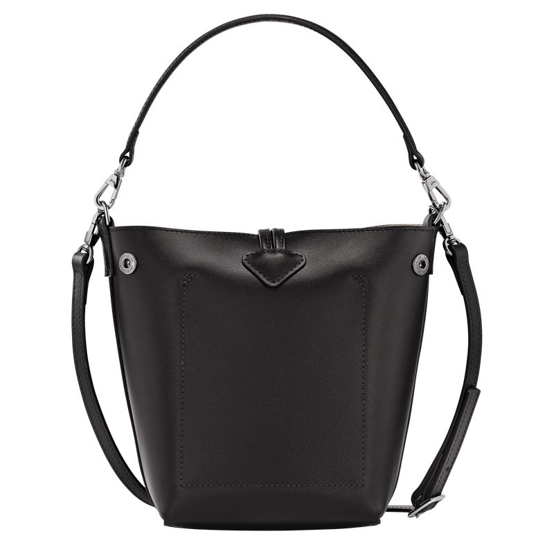 Black - Leather Longchamp Le Roseau XS Bucket Women Crossbody Bags | AU7409NW