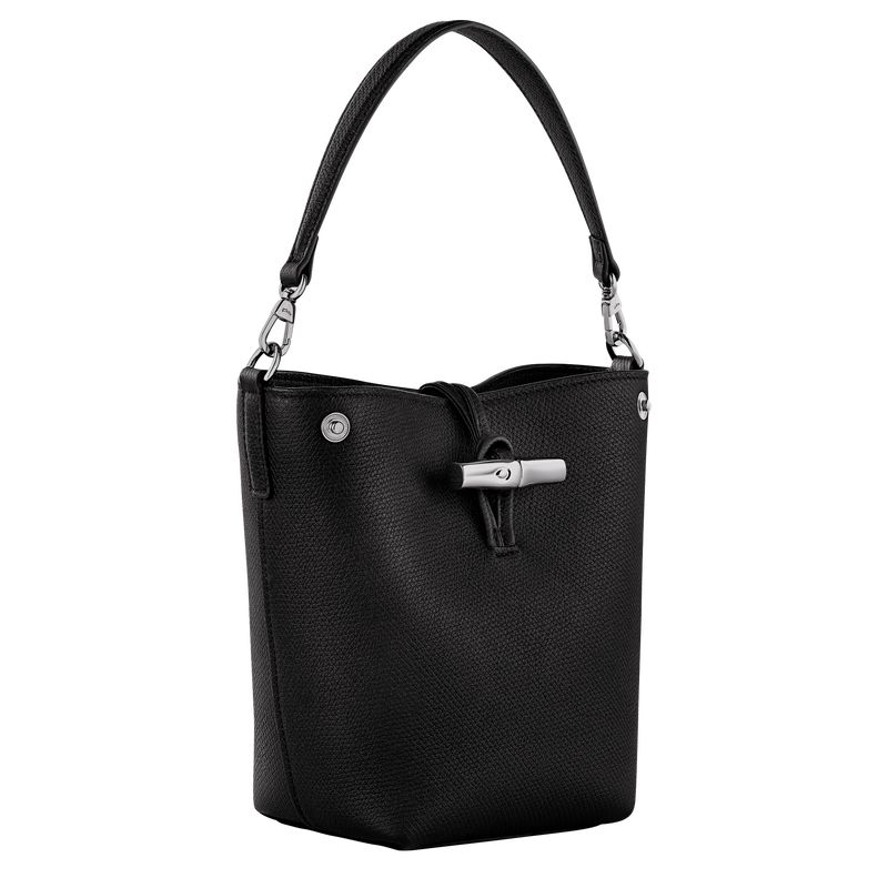 Black - Leather Longchamp Le Roseau XS Bucket Women Crossbody Bags | AU7447AH