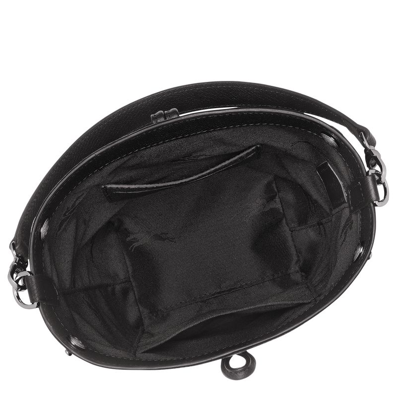 Black - Leather Longchamp Le Roseau XS Bucket Women Crossbody Bags | AU7447AH