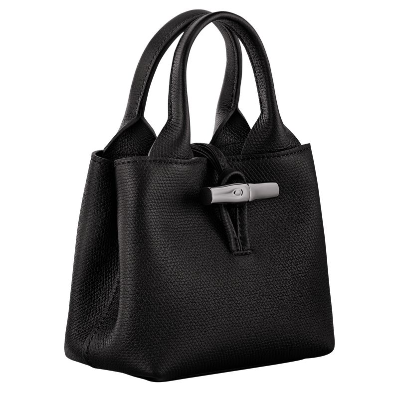 Black - Leather Longchamp Le Roseau XS Handbag Women Mini Bags | AU7082PJ